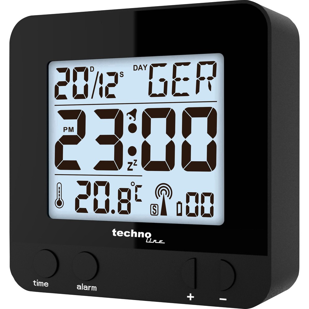 Techno Line WT235 sw Funk Wecker Schwarz Alarmzeiten 1