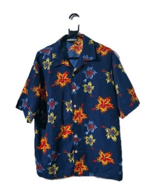  Vintage 80er Streetculture Hawaiihemd Herren XL Blumen Retro Festival Tiki 