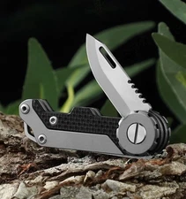 EDC Blade Titanium Folding Knife Outdoor G10 Pocket Camping Keychain Tool