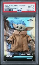 2024 TOPPS CHROME STAR WARS RAINBOW REFRACTOR #22 GROGU PSA 10