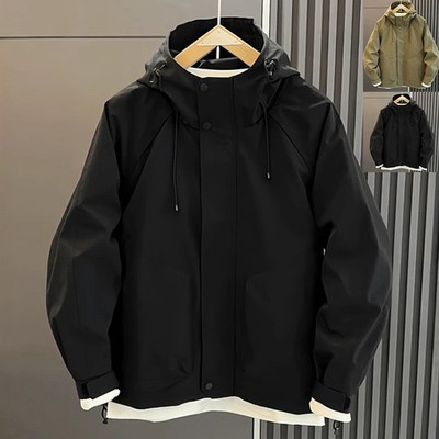 Men Hooded Casual Jacket Windproof Coat with Dirt Resistant Fabric for Spring