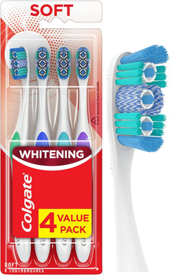 Colgate 360 Optic White Whitening Toothbrush, Adult Soft Toothbrush with Whiteni
