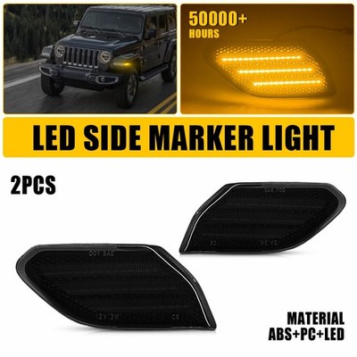 Smoked Lens RH LH Side Marker Lights Amber LED Fit Jeep Gladiator JT Wrangler JL