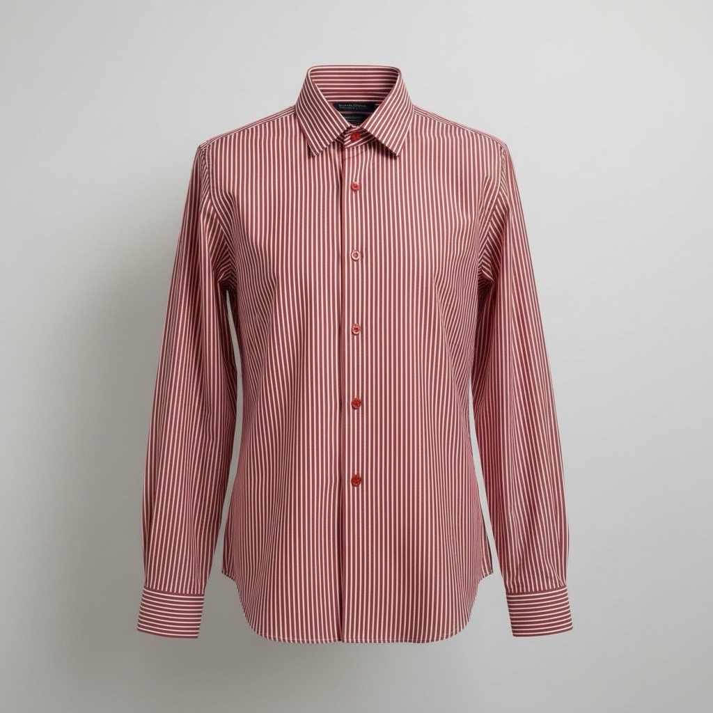 Banana Republic Men's Tailored Slim Fit Red & White Stripe Shirt - Med - No Iron