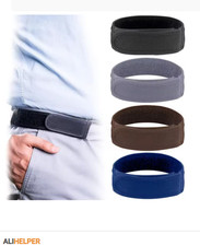 2x No Buckle Belts For Men Women Elastic Side Adjustable Waist Belt Button-Free