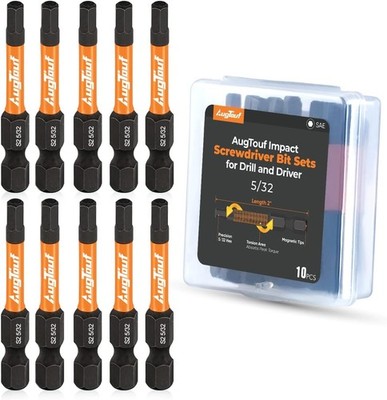 Durable 5/32  Hex-Shank Drill Bit Set - 10 S2 Steel Bits & Quick Release