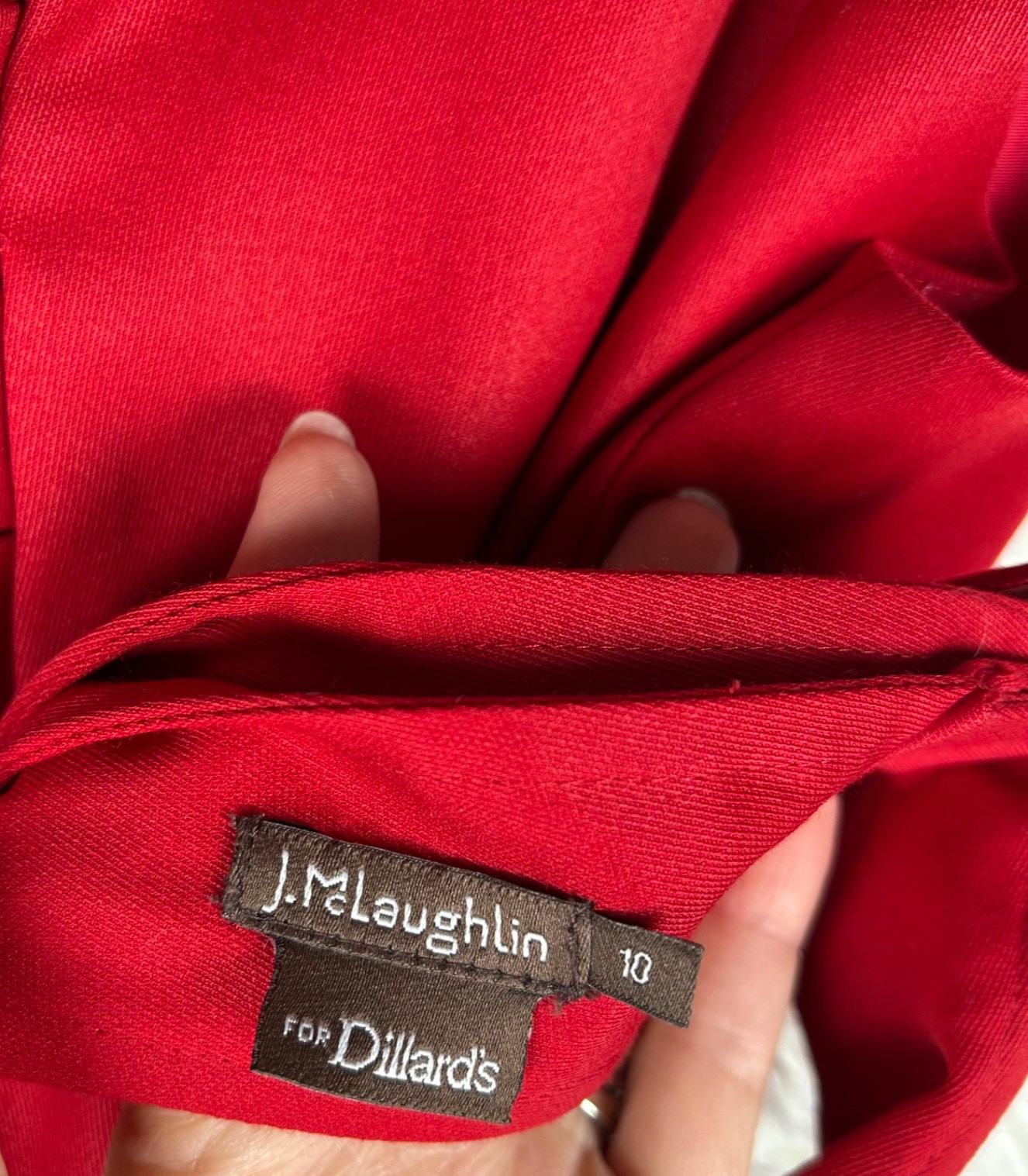 J. McLaughlin Dillards Sz 10 Solid Red Ruffle Sle… - image 10