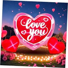6FT Long Valentine Inflatables Outdoor Decorations Heart Inflatable with