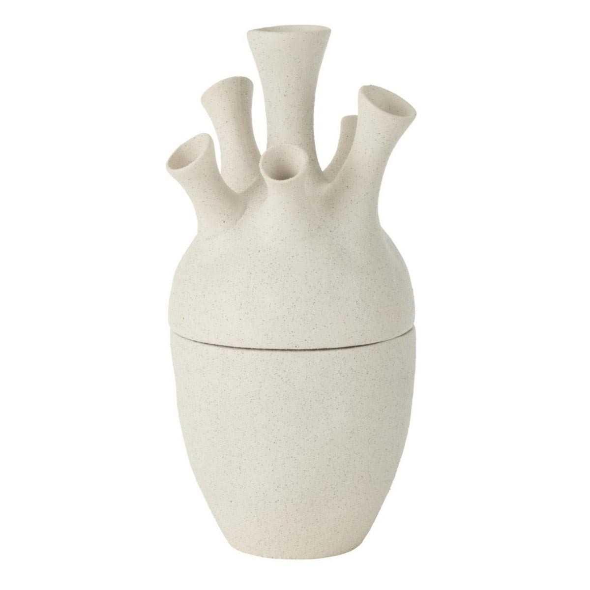 Vase corail en argile Seymour de 29cm blanc façonné main pour décoration d'exception