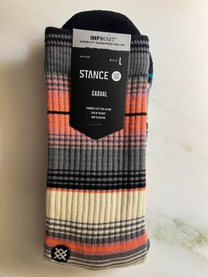 NEW STANCE LANAK PASS Casual Crew Striped Socks SOFT Teal Men's NWT Large 9-13 