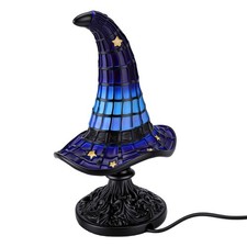 Gothic Witch Hat Lamp Stained Glass LED Table Lamp For Bedroom Entryway Hol HOPM