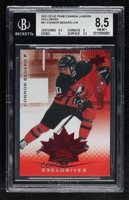 2021 Upper Deck Team Canada Juniors Exclusives 48/250 Connor Bedard BGS 8.5 a2v