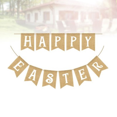  Easter Party Flag White Letter Druck Banner Einfache Leinen Bunting Party