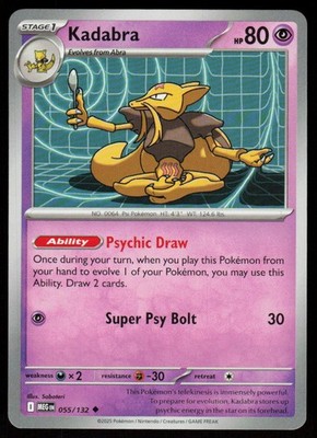 Kadabra 055/132 Uncommon Mega Evolution Pokemon Near Mint
