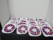 Lot of 20 5  Crochet Granny Squares, Floral, White, Variegated red/white/blue