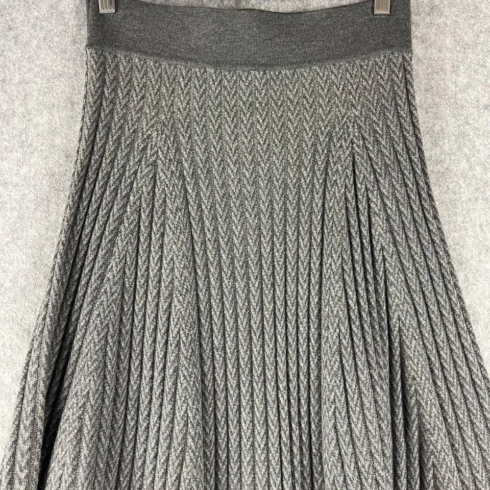 Falda Polo Ralph Lauren Lana Merino Mujer Pequeña Gris Acanalada Cable Tejido Academia Foto 2 de 4