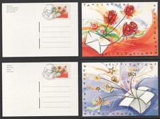Switzerland 2001 Greetings Flowers Pair FDC. Postal Stationery First Day Cards