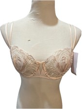 Sujetador Demi Simone Pérèle Nuance Beige Perla Bordado Transparente con Aros 36C Nuevo con Etiquetas