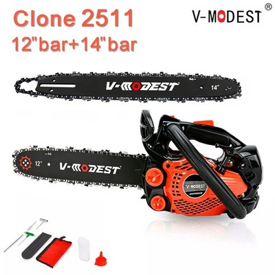 V-MODEST 2511 12'' Compact Gas Chainsaw Top Handle 25CC Climbing Saw W/14'' Bar
