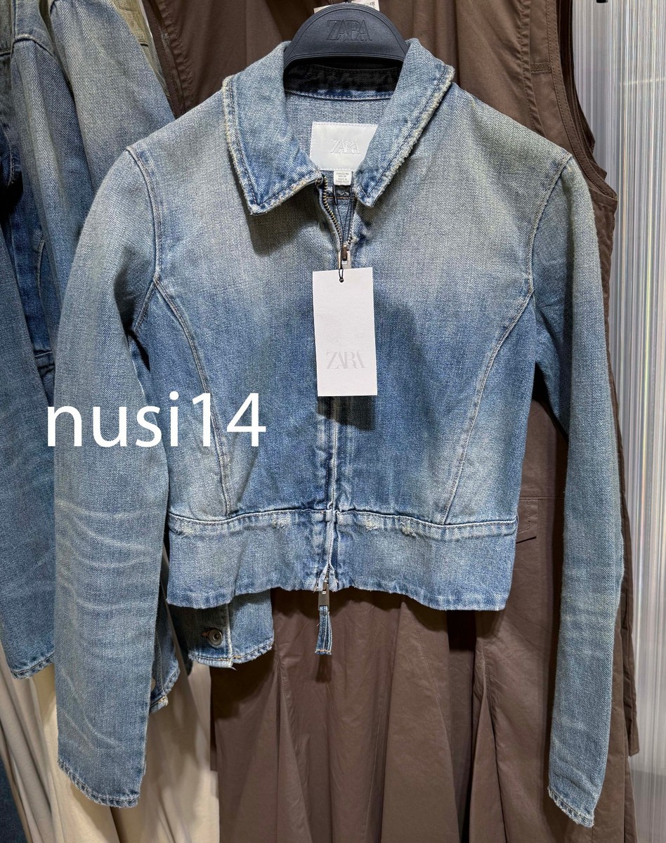ZARA NEW WOMAN TRF ZIP-UP DENIM JACKET WASHED NAVY BLUE XS-XXL