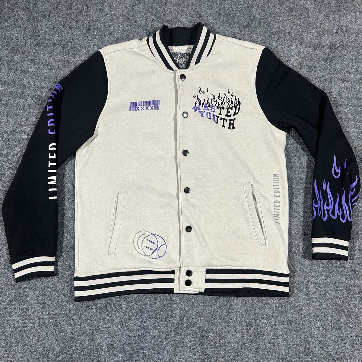 Fleece Varsity Jacket Mens XL Limited Edition Wasted Youth Fleece Varsity Jacket Mens XL Limited Edition Wasted Youth