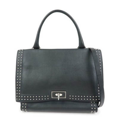 GIVENCHY Shark Studs Leather 2Way Bag Hand Shoulder Bag Black Authentic Used F/S