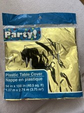 Gold Metallic Foil Rectangular Plastic Table Cover, 54" x 108" New By Party