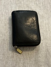 COACH VINTAGE SONOMA BLACK PEBBLE LEATHER ZIP AROUND COIN/CARD CASE WALLET