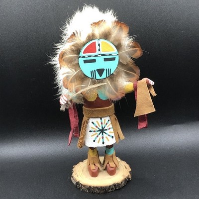 Vintage Sunface Indianer Kachina Puppe. Handarbeit, Künstler signiert C.C. 8 zoll