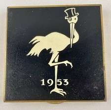 Lg Wadsworth Black Enamel Souvenir Compact fo...