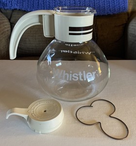 Whistler Glass Tea Coffee Pot 8 Cup Round Clear Solid  Handle Made In USA Gemco
