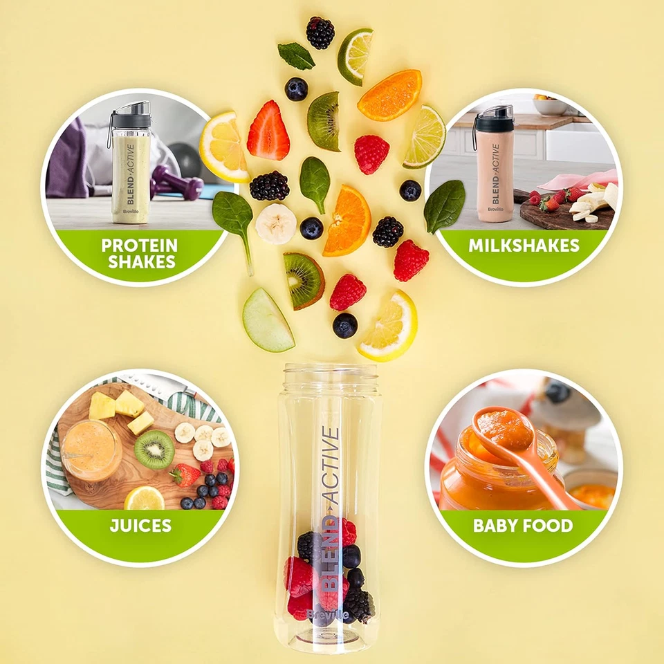 Blend Active 350W Smoothie Maker + 2 x 600ml Bottles | VBL246 | White/Green - Image 2 of 4