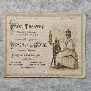 D’Oyly Carte 1889 Savoy Theatre Programme Yeomen Of The Guard Premiere