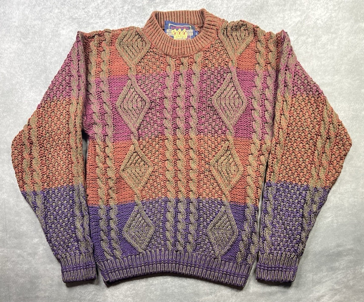 Vintage 90s Chaps Polo Ralph Lauren Sweater Size L Chucky 3D Knit 