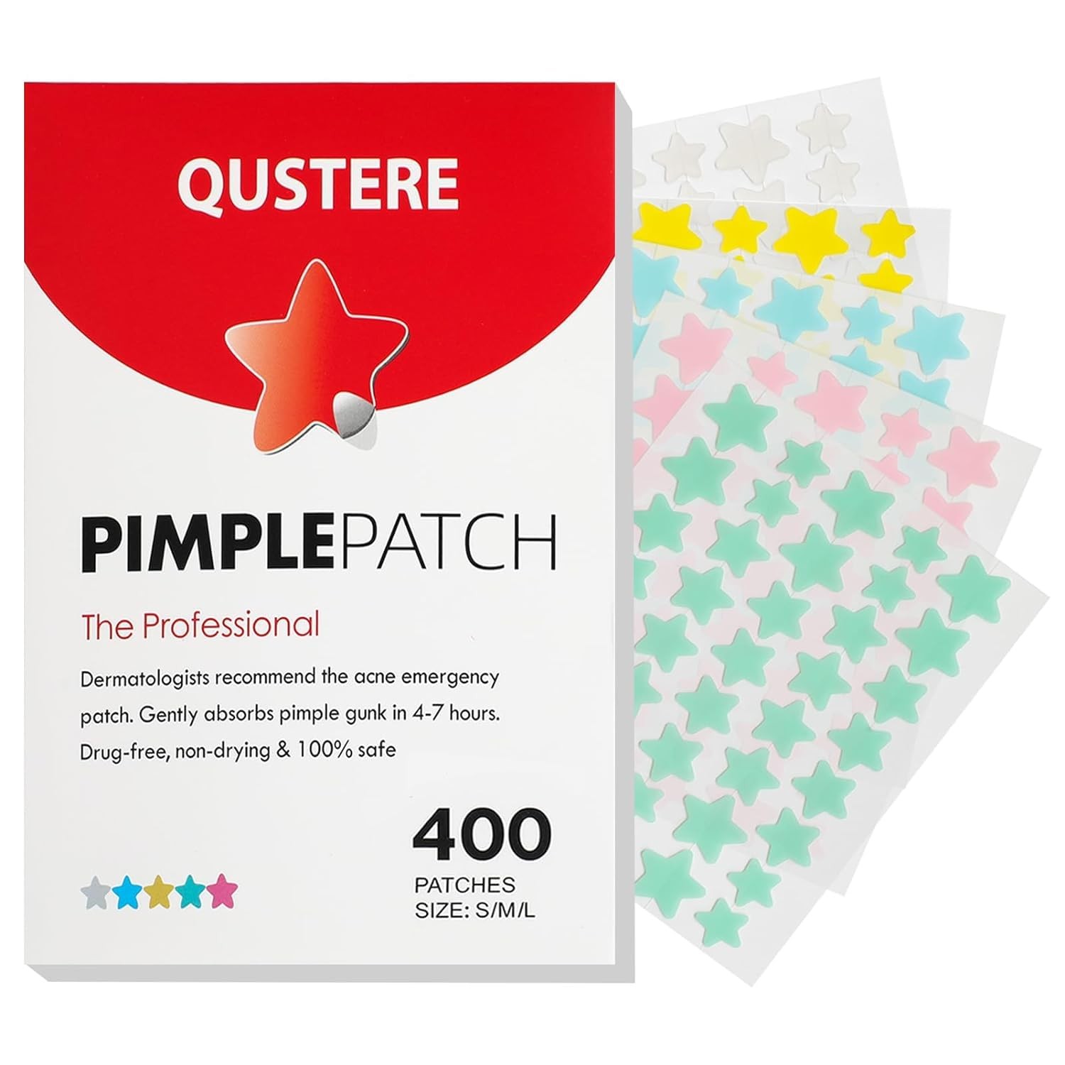 Pimple Patches for Face, Hydrocolloid Acne Patches, Cute Star Zit Covers, Col...