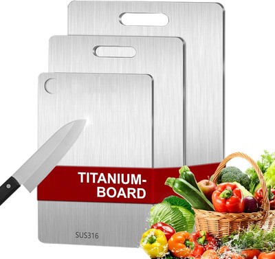 3 Stück Titan Schneidebrett, S316 Edelstahl Titanium Cutting Board, 