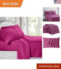 Bed Sheets, Premier 1800 Series 4 Piece Bed Sheet Set, Deep Pocket, Wrinkle, ...