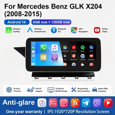 Apple Carplay 10.25'' Autoradio 4G LTE GPS Für Mercedes Benz GLK X204 2008-2015