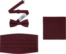 Men'S 3 Piece Formal Accessory Set with Bow Tie, Cummerbund  Pocket Hanky