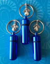 3K Mini,Cremation Jewelry,Memorial Urn,Blue,Cremation Urn,Small Key Chain Ring