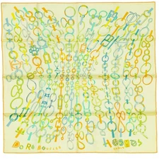 Auth. Hermes Silk Scarf Do Re Boucles - Jaune Soufre Pale  - New Store Tag