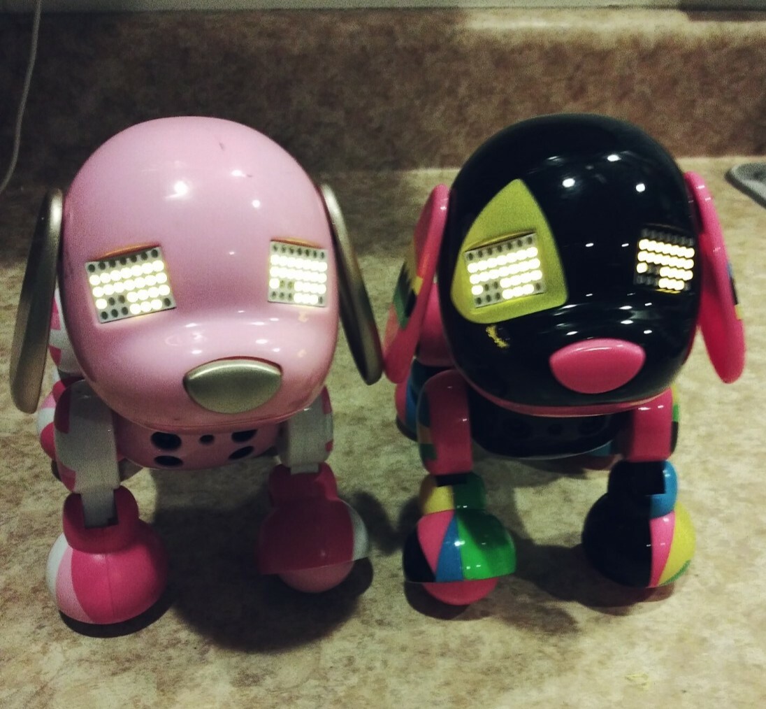 ZOOMER ZUPPIES CANDY & ROXY INTERACTIVE ROBOT DOGS SOUNDS LIGHTS