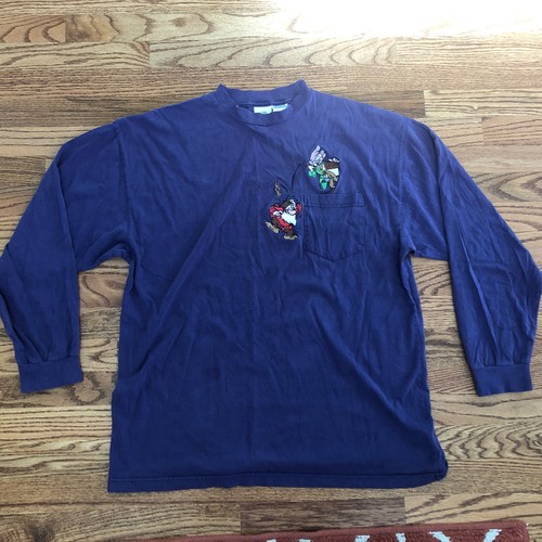 Vintage Disney Store XL 7 Dwarves Purple Embroidered Long Sleeve Shirt XL - Picture 2 of 8