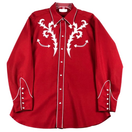 50's H Bar C California Ranchwear Embroidered Red Shirt 15 1