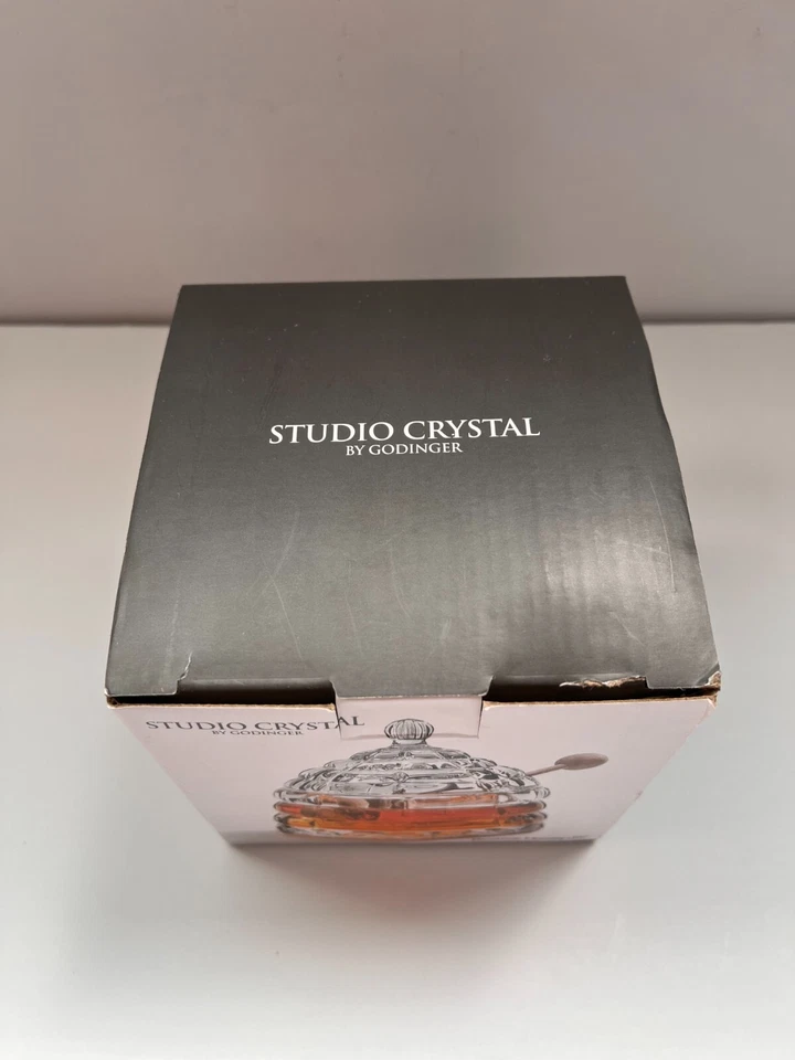 Tarro de miel Studio Crystal Beehive de Godinger, nuevo en caja abierta Foto 2 de 4