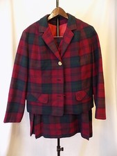 Vtg SCOTCH HOUSE 100 Wool Tartan Plaid 3pc Skirt Set Small 209 