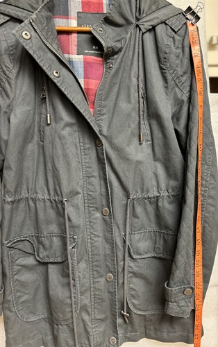 Aeropostale Teen Boys Med Gray, Plaid Interior, Lightweight Hooded Jacket - EUC - Picture 7 of 9