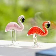 QFkris Qf Handmade Glass Flamingos Love Token Art Glass 3.5 x 1.4 inch