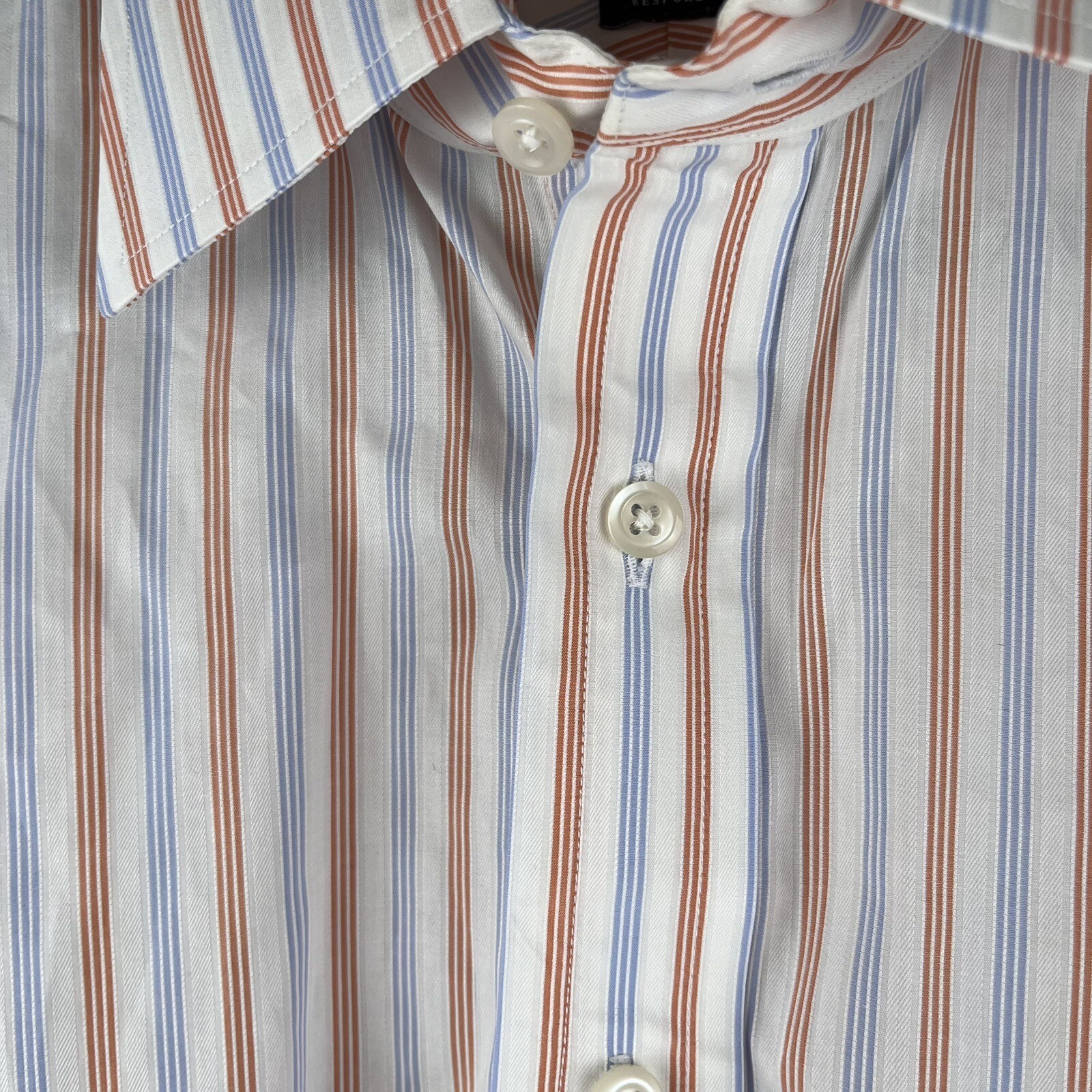 Robert Talbott Bespoke Large White Blue Orange St… - image 2