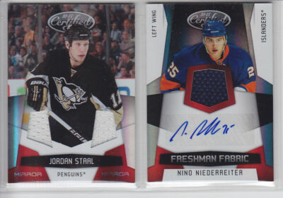 2010-11 PANINI CERTIFIED NIEDERREITER RC JERSEY AUTO MIRROR RED /100 Rookie #200